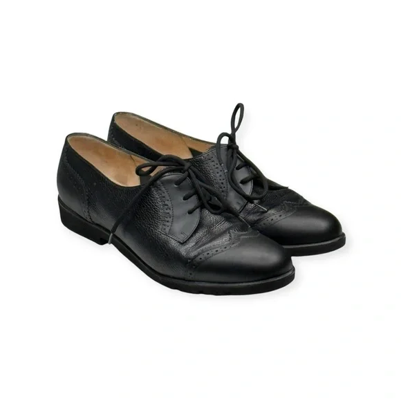 Vintage: Salvatore Ferragamo Boutique ✽ Oxford Wingtip Shoes ✽ Black Leather 7M - Picture 13 of 16